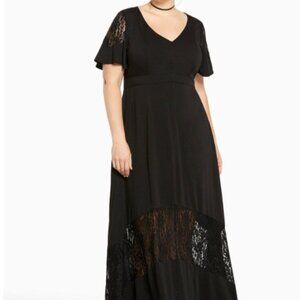 Torrid Black Challis Lace Inset Maxi Dress 20